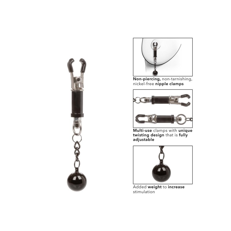 Weighted Twist Nipple Clamps Silver